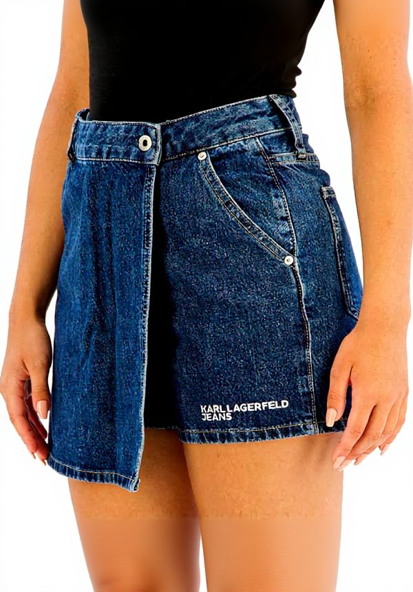 Karl Lagerfeld Jeans Denim Skort Shorts Damen Washed Dark