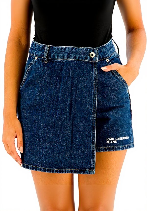 Karl Lagerfeld Jeans Denim Skort Shorts Damen Washed Dark
