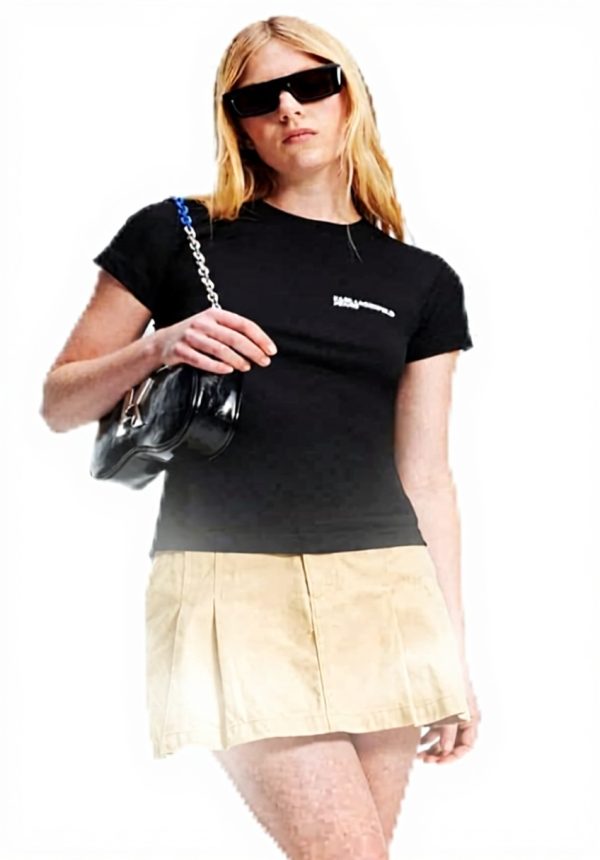 Karl Lagerfeld Jeans T-Shirt Damen Slim Fit Logo Schwarz