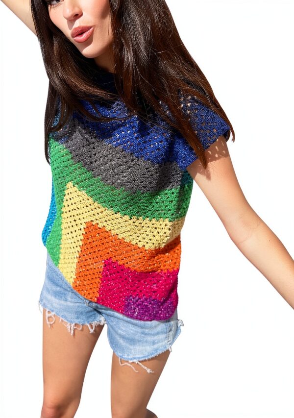DELIMALI Damen T-Shirt Strickmaterial lässig All-Match-1