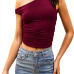 Damen Top V-Ausschnitt Schwarz Baumwolle Basic Oberteil-0