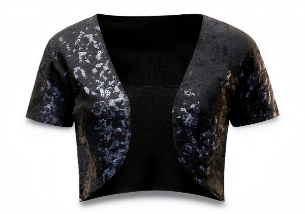Generisch Pailletten Cropp Veste Damen tailliert kurz-2