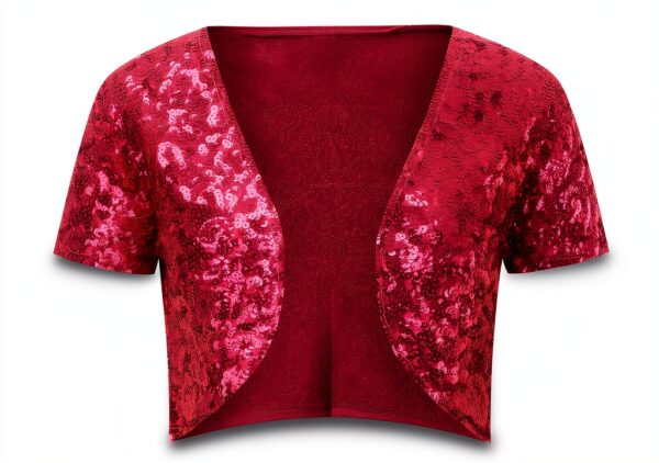 Generisch Pailletten Cropp Veste Damen tailliert kurz-4