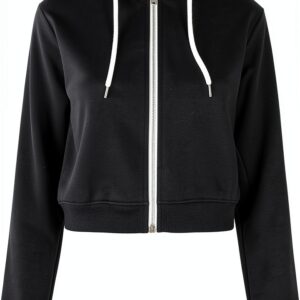 Generisch Damen Fleece Cropp Jacke weich praktische Kapuze-0