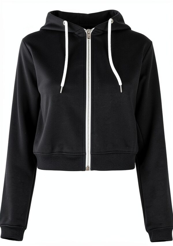 Generisch Damen Fleece Cropp Jacke weich praktische Kapuze-0