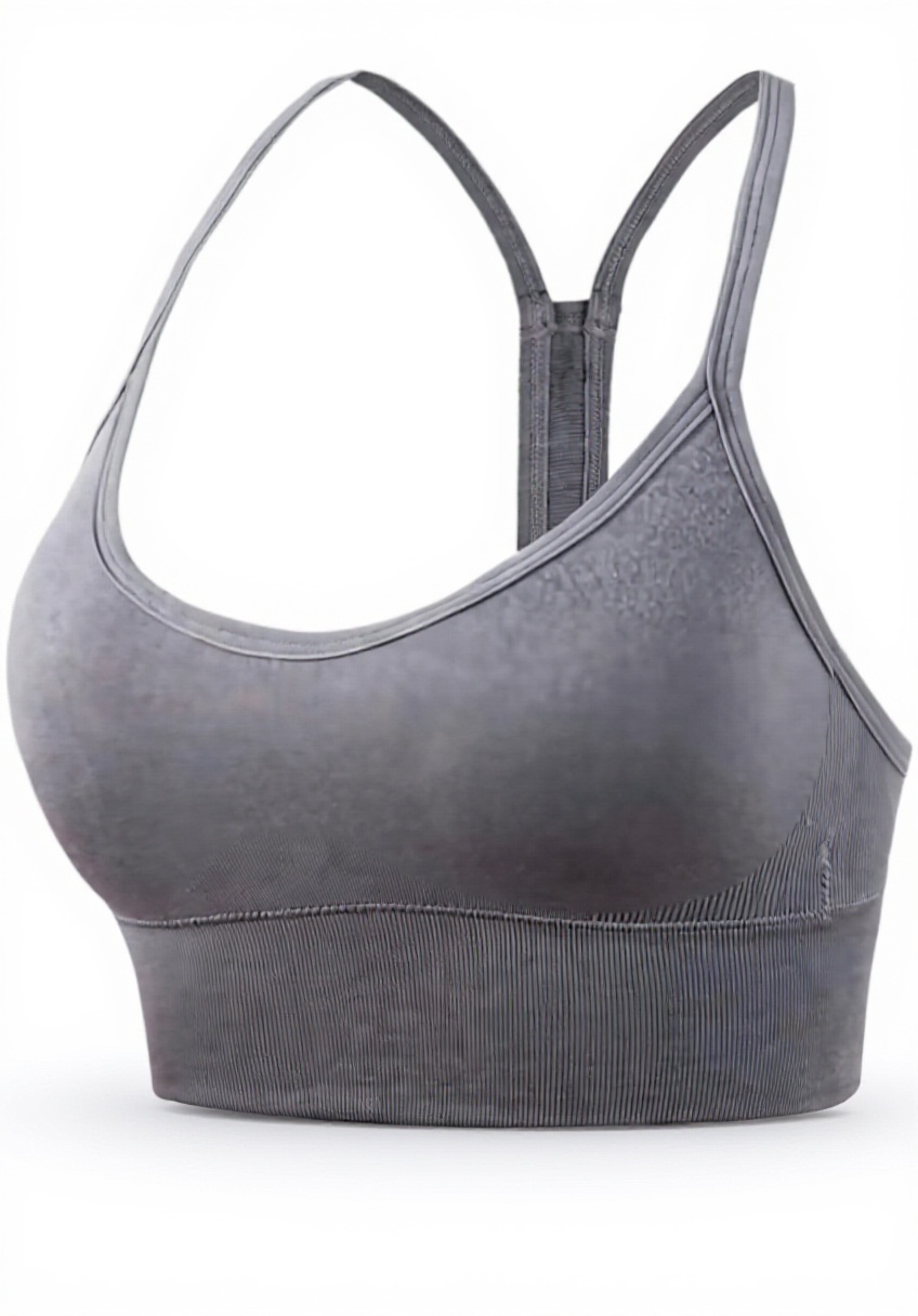 Damen Sport BH Bustier Bralette in Orange Rot auf Fitnesshintergrund