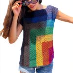DELIMALI Damen T-Shirt Strickmaterial lässig-0