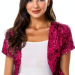 Generisch Pailletten Cropp Veste Damen glamourös Tanz-0