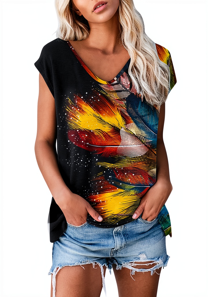 'Weißes Damen Tank Top mit Rund-Ausschnitt im Freien'