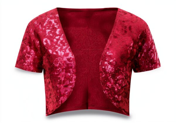 Generisch Pailletten Cropp Veste Damen glamourös Tanz-4