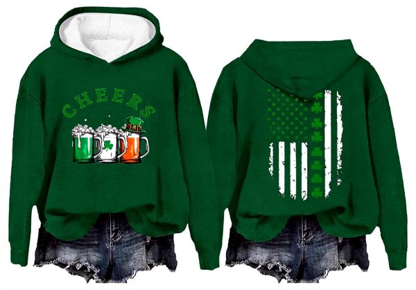 Generic Damen Kapuzenpullover Baumwolle Rundhalsausschnitt