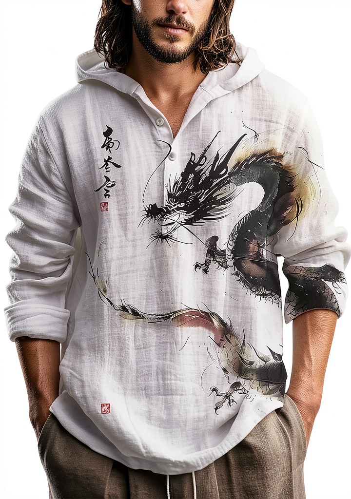Herren-Hemd in Business-Stil mit japanischem Retro-Design