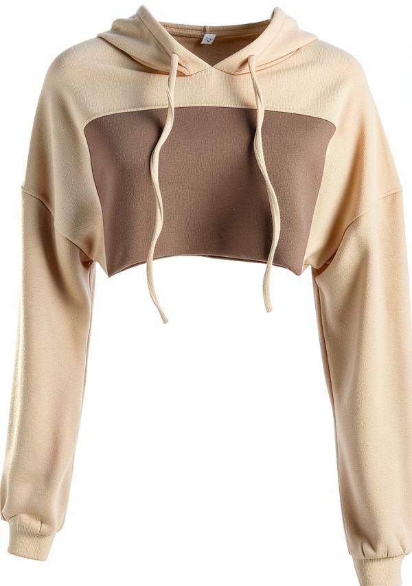 Damen Kapuzenpullover Lange Ärmel Cropp Top Hoodie Sport