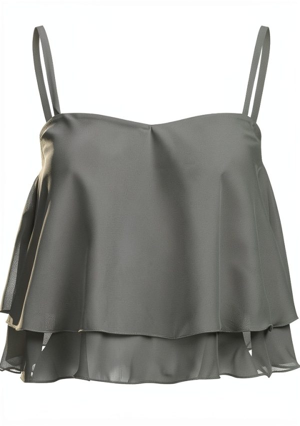Damen Tanktop Chiffon Doppelschicht Ärmellos Falten Design