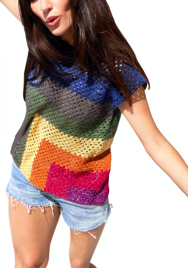 DELIMALI Damen T-Shirt Strickmaterial lässig-1