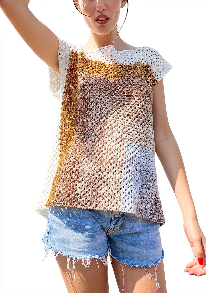DELIMALI Damen T-Shirt in Strickmaterial mit Rundhalsausschnitt