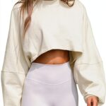 Generic Sweatshirt Damen Oversize Baumwolle Beige-0