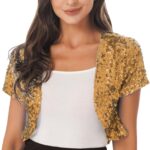 Generisch Cropp Cardigan Pailletten Cosplay Tanz Club Damen-0
