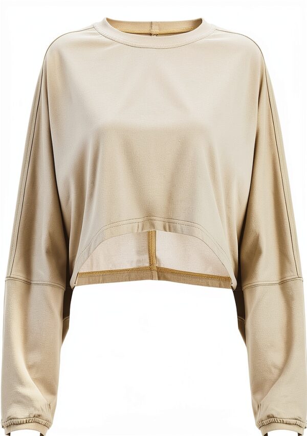 Generic Sweatshirt Damen Oversize Baumwolle Beige-2