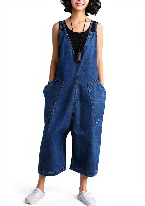 Damen Denim Latzhose Vintage Casual Baggy Jeans Overalls
