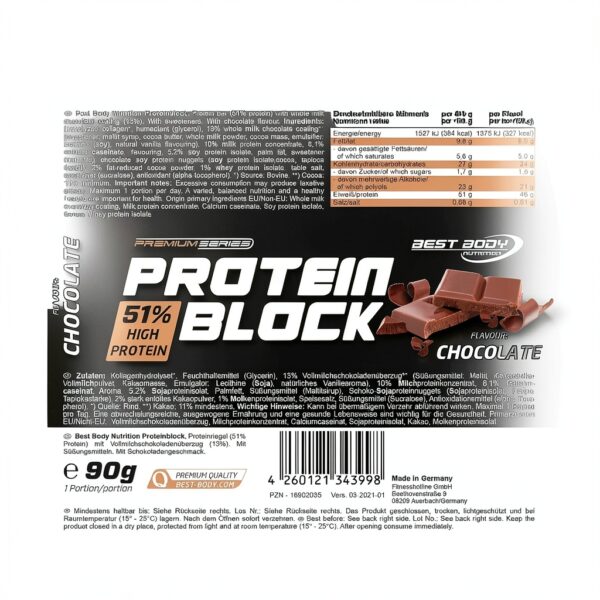 Protein Block Chocolate 15 Stück Best Body Nutrition Proteinriegel-3