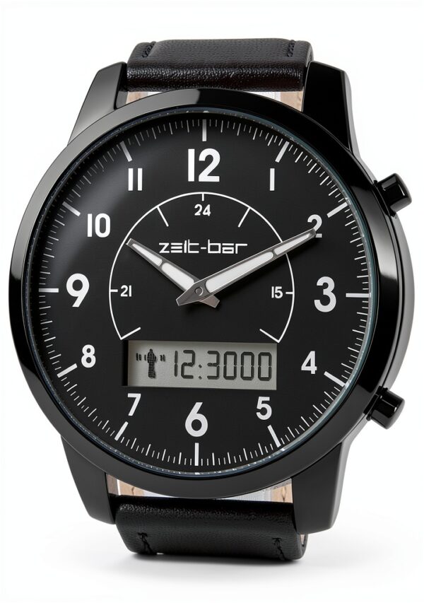 Zeit Bar Funkuhr Herren Armbanduhr mit Analog LCD Anzeige-5