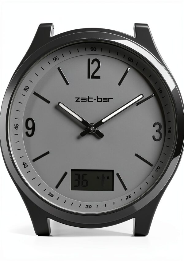 Zeit-Bar Funkuhr Herren 42mm Edelstahlgehäuse mit Lederarmband-5