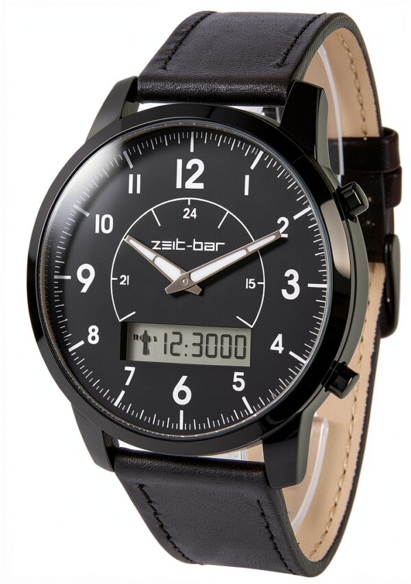 Zeit Bar Funkuhr Herren Armbanduhr mit Analog LCD Anzeige-1
