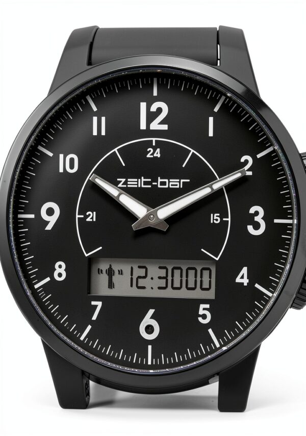 Zeit Bar Funkuhr Herren Armbanduhr mit Analog LCD Anzeige-6