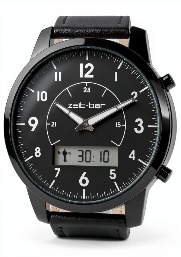Zeit Bar Funkuhr Herren Armbanduhr mit Analog LCD Anzeige-3