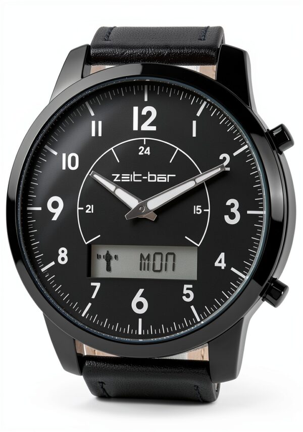 Zeit Bar Funkuhr Herren Armbanduhr mit Analog LCD Anzeige-4