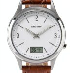 Zeit-Bar Funkuhr Herren 42mm Edelstahlgehäuse mit Lederarmband-0