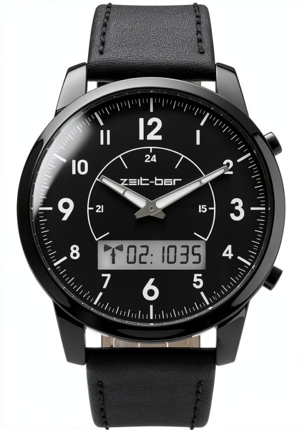 Zeit Bar Funkuhr Herren Armbanduhr mit Analog LCD Anzeige-0