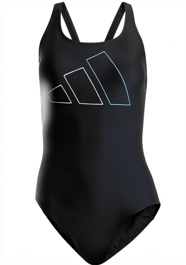 Adidas Damen Big Bars Schwimm Badeanzug Rückendesign KLV35 Schwarz-0
