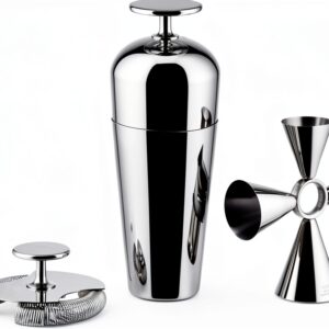Alessi The Tending Box GIA26SET – Cocktail-Set mit Parisienne Shaker, Double Bar Sieb, Quadri Combo Jigger, aus Edelstahl 18/10-0