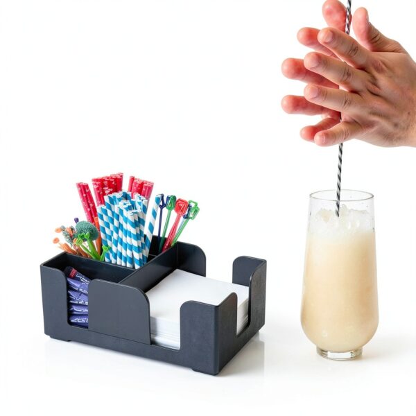 Westmark Bar Organizer - praktische Aufbewahrungseinheit für die Bar, ideal für Servietten, Trinkhalme und Cocktail Deko - 6 Fächer, ABS-3