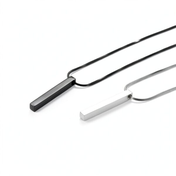 JewelryWe Halskette Quader Anhänger Gravur Schwarz/Gold/Silber-4