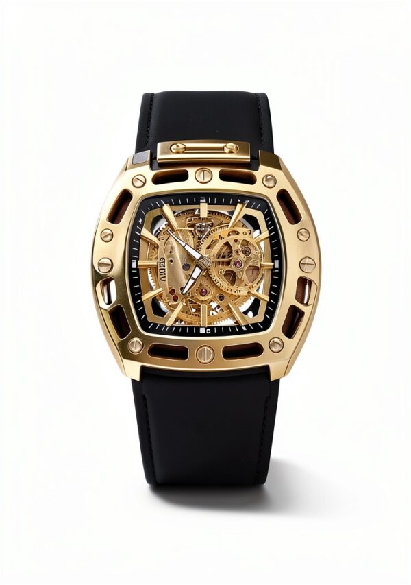 Guess Phoenix Herren Armbanduhr, Edelstahl, 42 mm, Silikonarmband, Schwarz, 5 bar, Zifferblatt: Champagne, GW0980G2-7