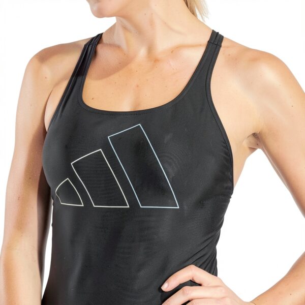Adidas Damen Big Bars Schwimm Badeanzug Rückendesign KLV35 Schwarz-3