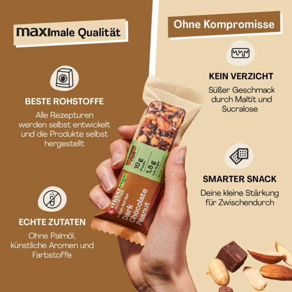 MaxiNutrition Dark Chocolate Peanut Nussriegel vegan 12x46g-4