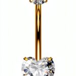 OUFER Internes Bauchnabelpiercing Gold Titan 14G mit Herz-CZ,-0