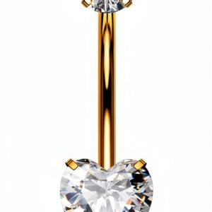 OUFER Internes Bauchnabelpiercing Gold Titan 14G mit Herz-CZ,-0