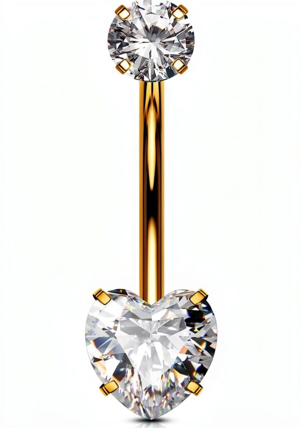 OUFER Internes Bauchnabelpiercing Gold Titan 14G mit Herz-CZ,-0
