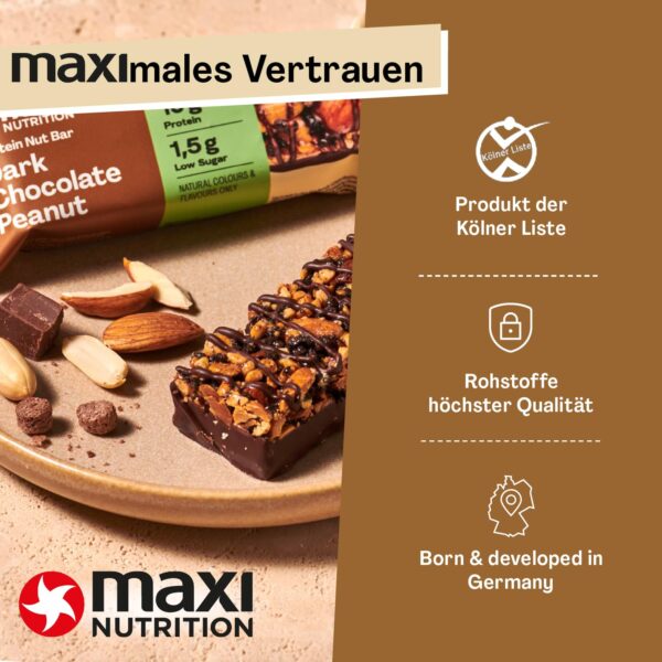 MaxiNutrition Dark Chocolate Peanut Nussriegel vegan 12x46g-6