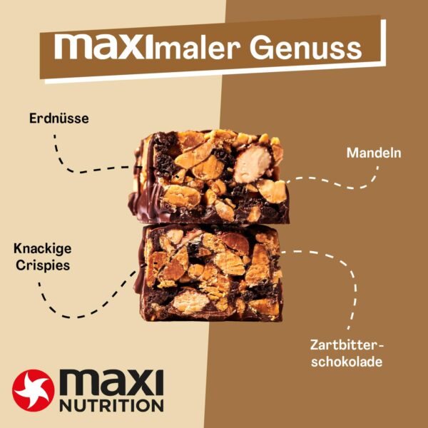 MaxiNutrition Dark Chocolate Peanut Nussriegel vegan 12x46g-2