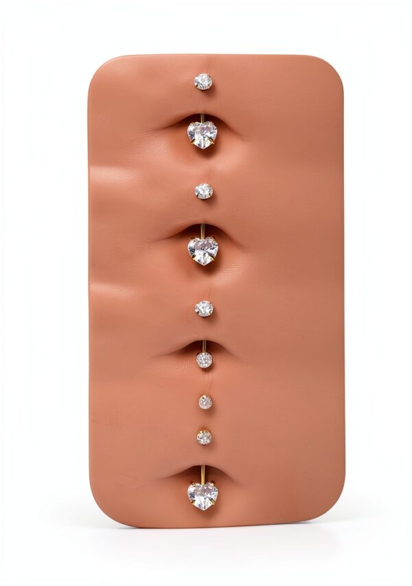 OUFER Internes Bauchnabelpiercing Gold Titan 14G mit Herz-CZ,-3
